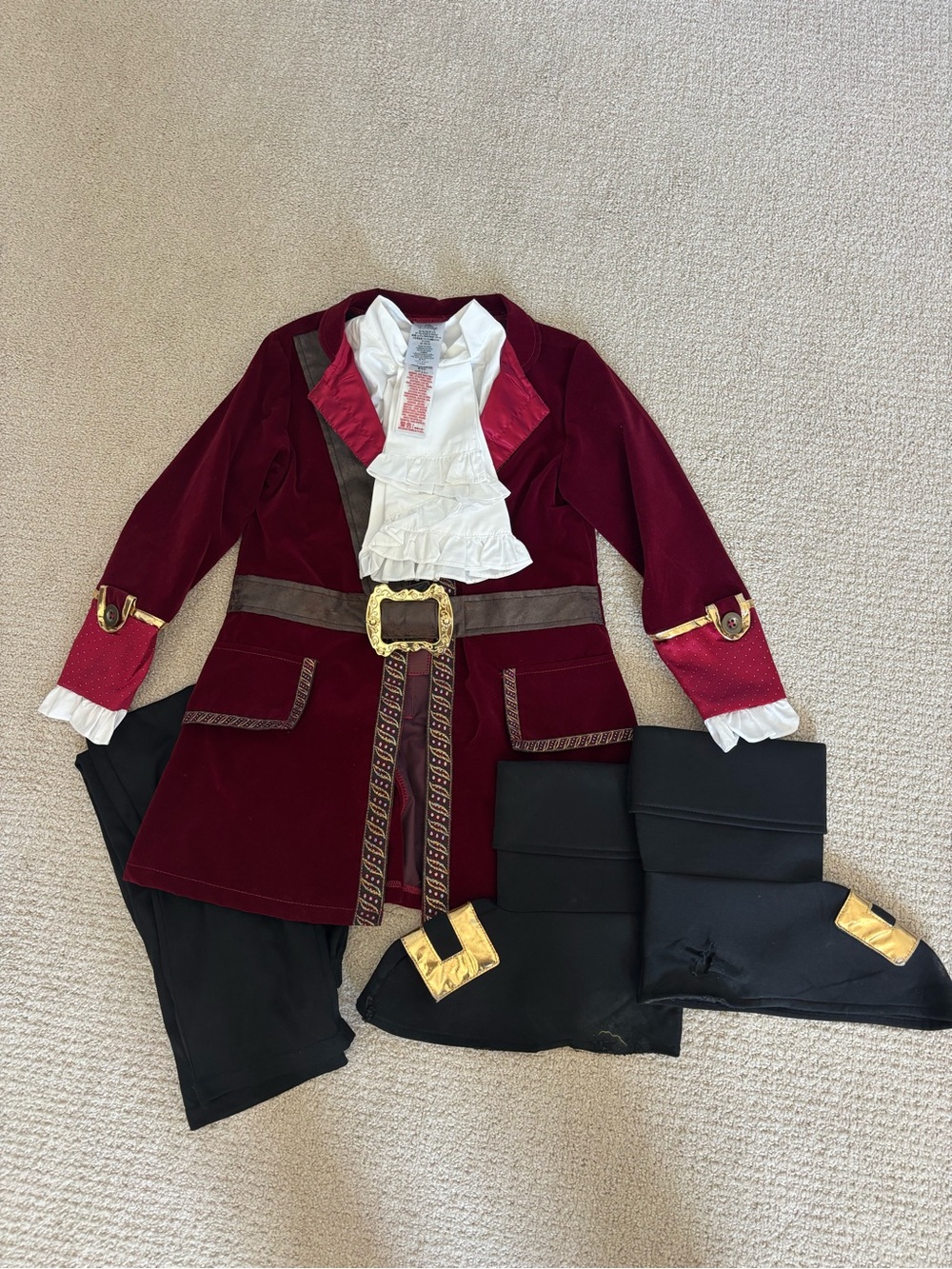 Disney Burgundy and Black Pirate Costume with Gold Trim